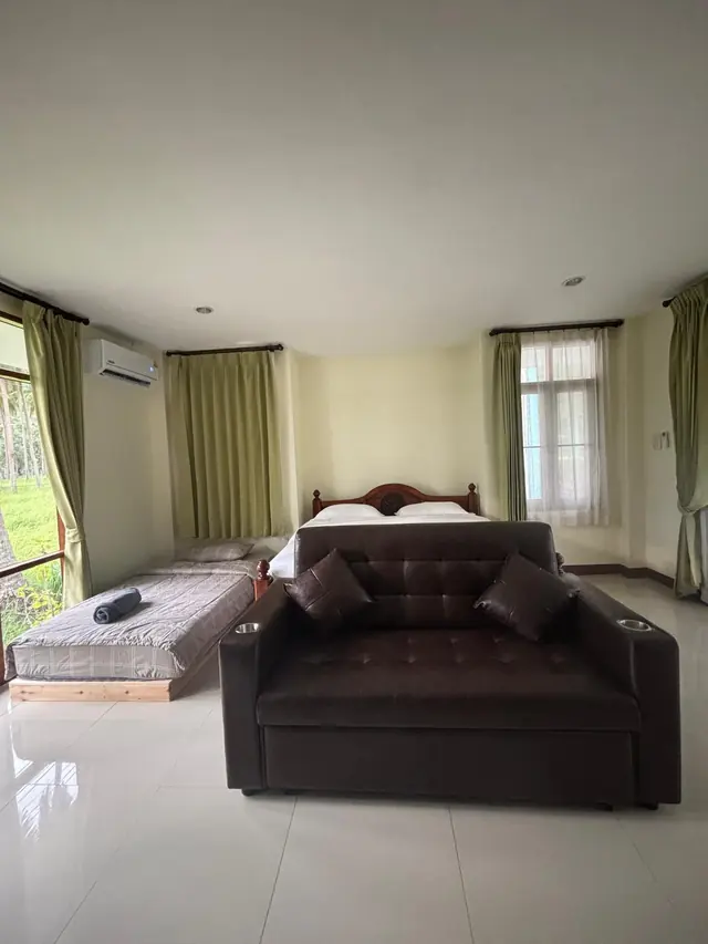 The sofa turns into an extra bed, room for up to five guests, Green Heaven Bungalows, Ang Thong, Koh Samui