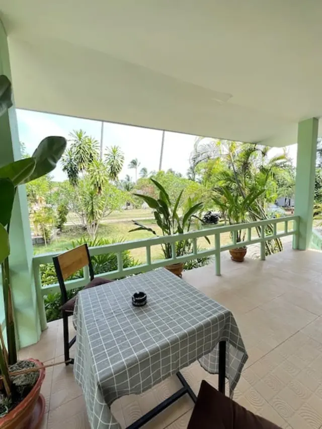 The private terrace for breakfast and evenings, Green Heaven Bungalows, Ang Thong, Koh Samui